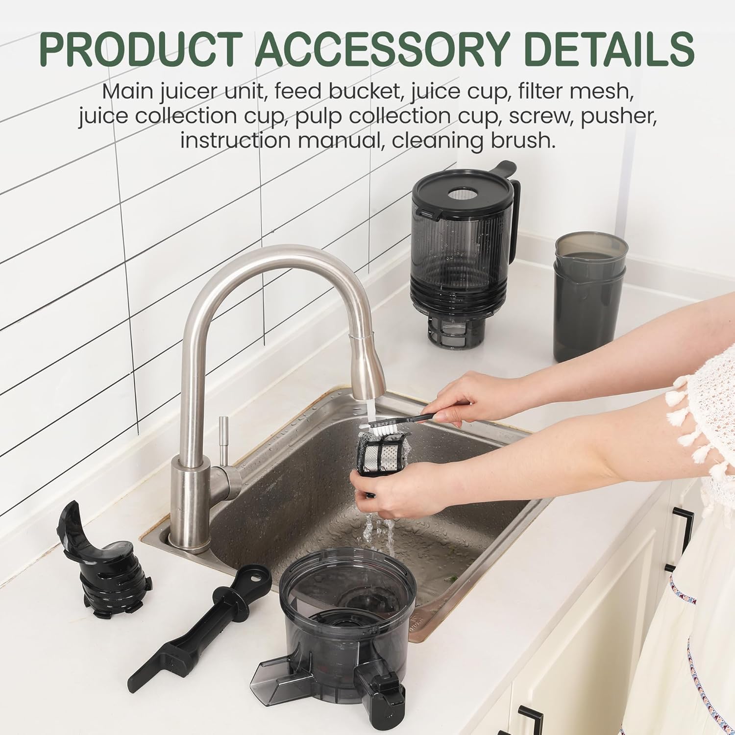 Sunvivi Juicer Machines, 5.9" Wide Feed Chute Cold Press Juicer for Whole Vegetable & Fruit