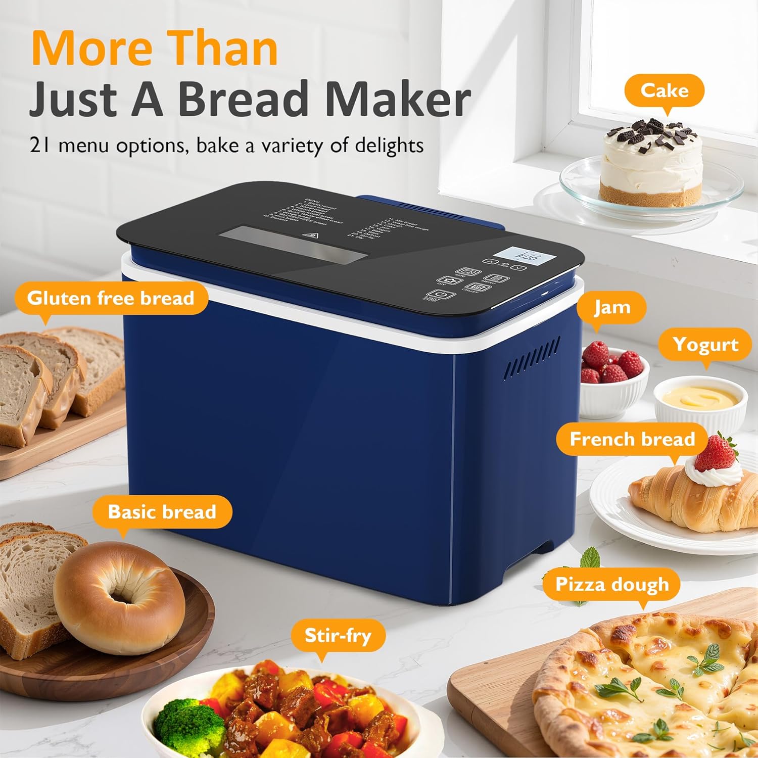 Sunvivi 2.2LB Bread Maker Machine: 21 Programs Bread Maker