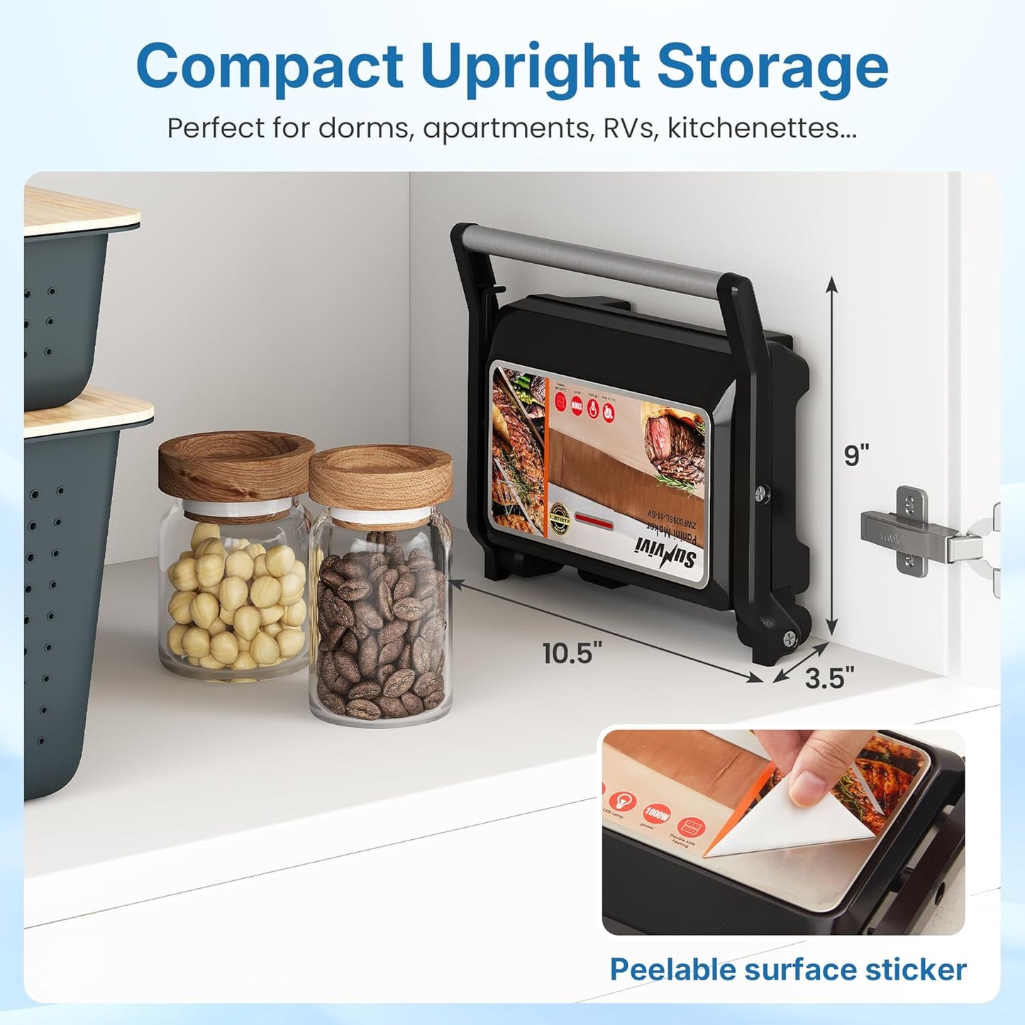 Sunvivi Panini Press Sandwich Maker: Electric Panini Press Grill with Locking Lid, Portable Indoor Panini Maker with Nonstick Plates, 1000W Double-sided Grill with 180¡ã Flat Opening, Easy to Clean