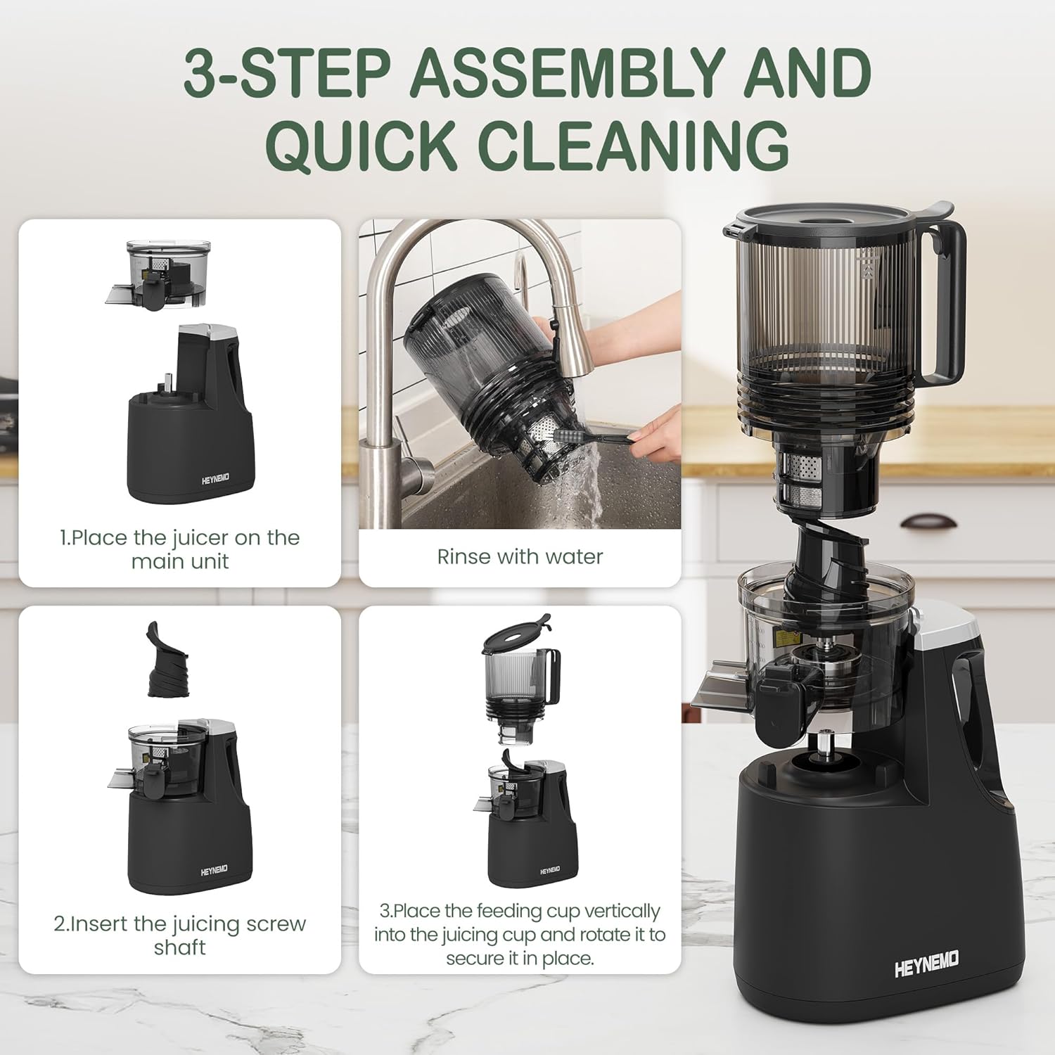 Sunvivi Juicer Machines, 5.9" Wide Feed Chute Cold Press Juicer for Whole Vegetable & Fruit