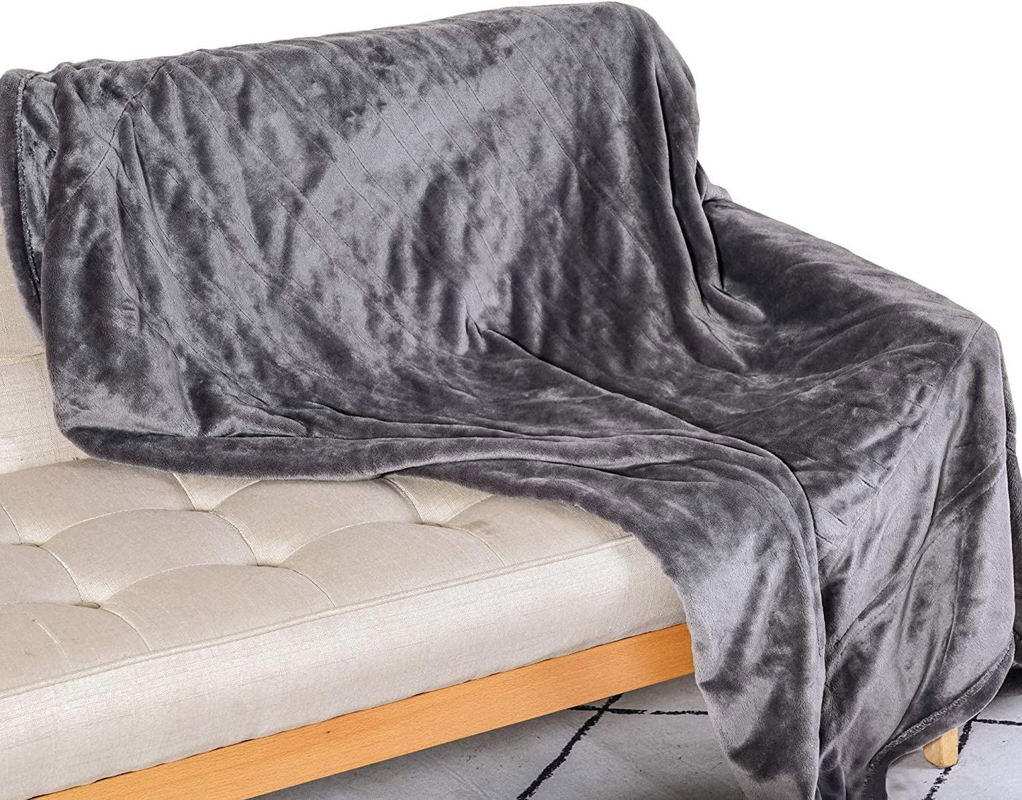 SUNVIVI 60" x 50" Heated Throw Blanket, Auto Shut-Off with 4 Heat Settings, Double-Layer Flannel