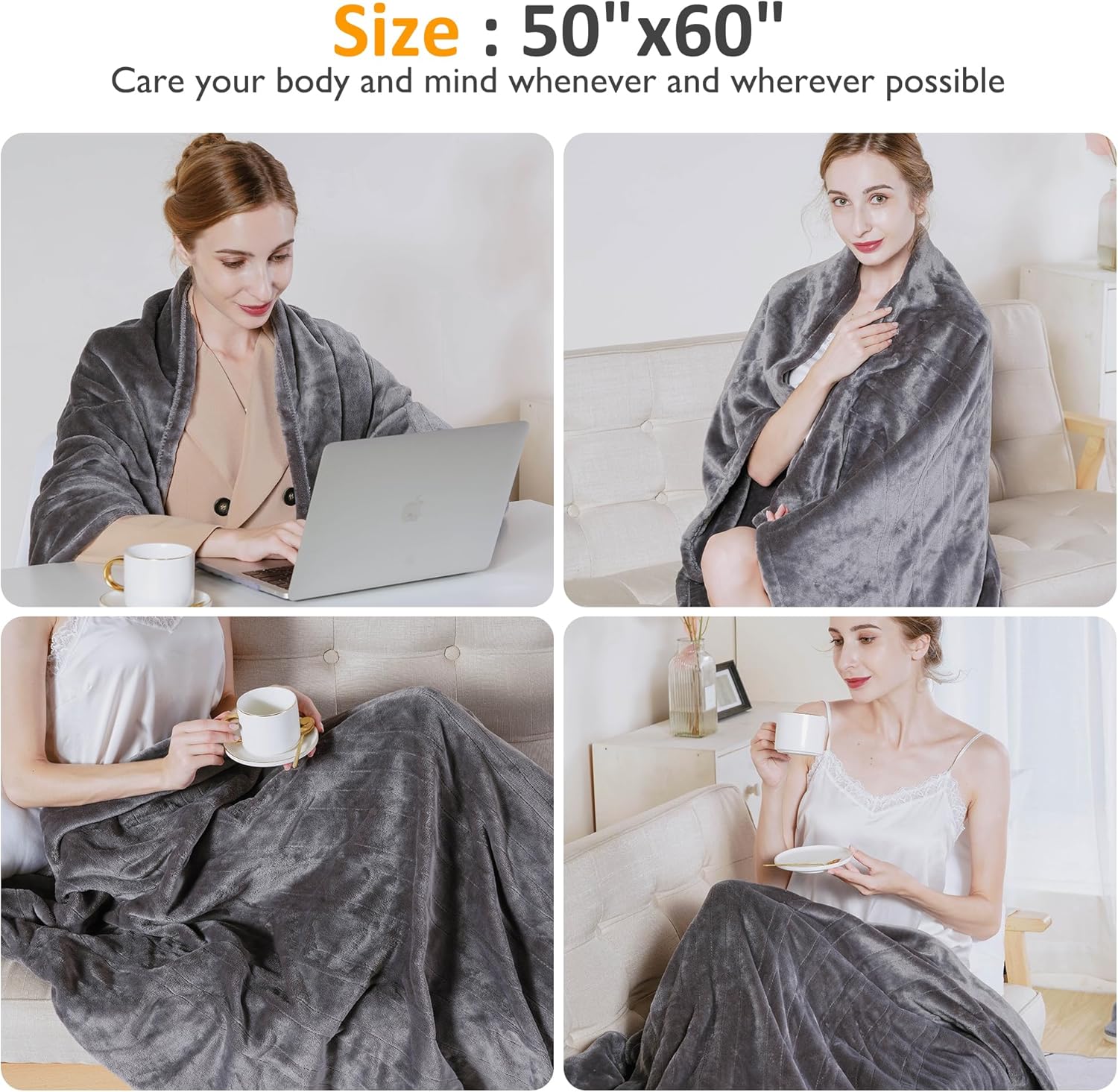 SUNVIVI Heated Throw, Electric Blanket