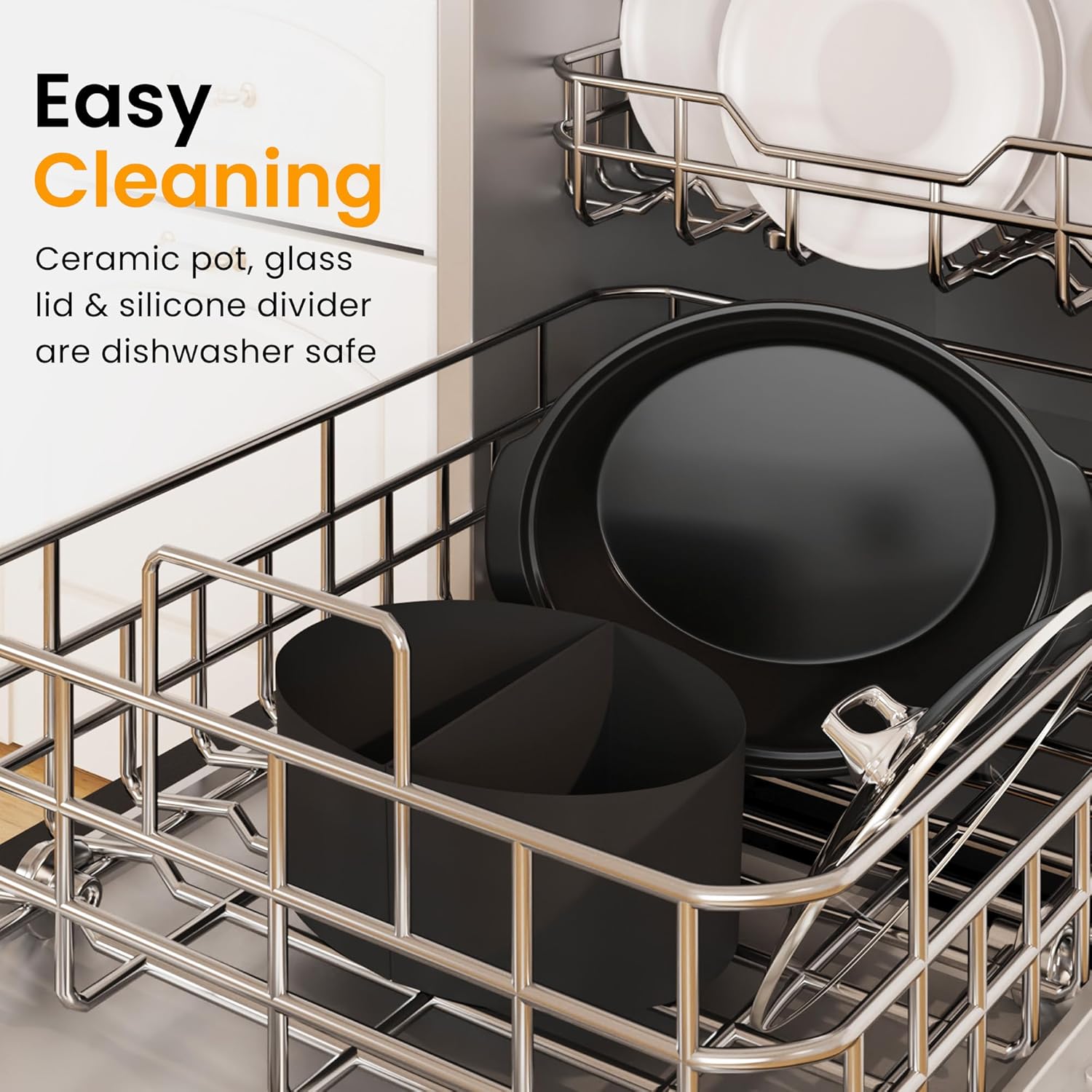 Sunvivi 6 Quart Programmable Slow Cooker with 2 in 1 Silicone Liners