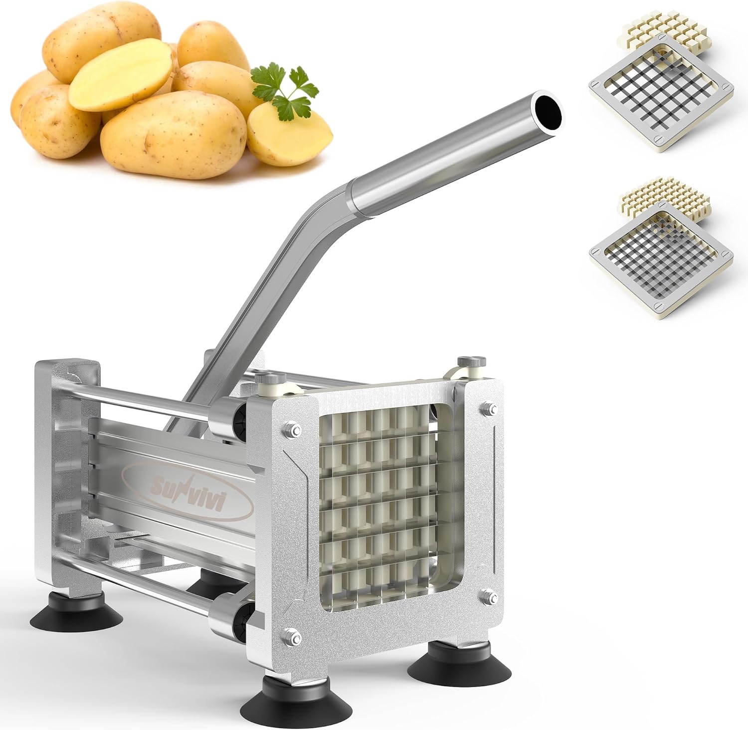 Sunvivi French Fry Cutter Stainless Steel Potato Slicer