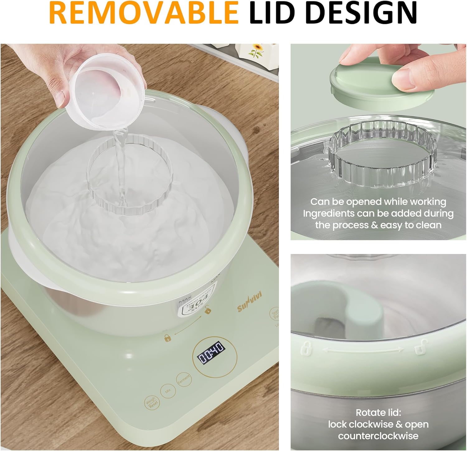 Sunvivi Electric Dough Maker with Weighing Function,5.2QT Dough Mixer
