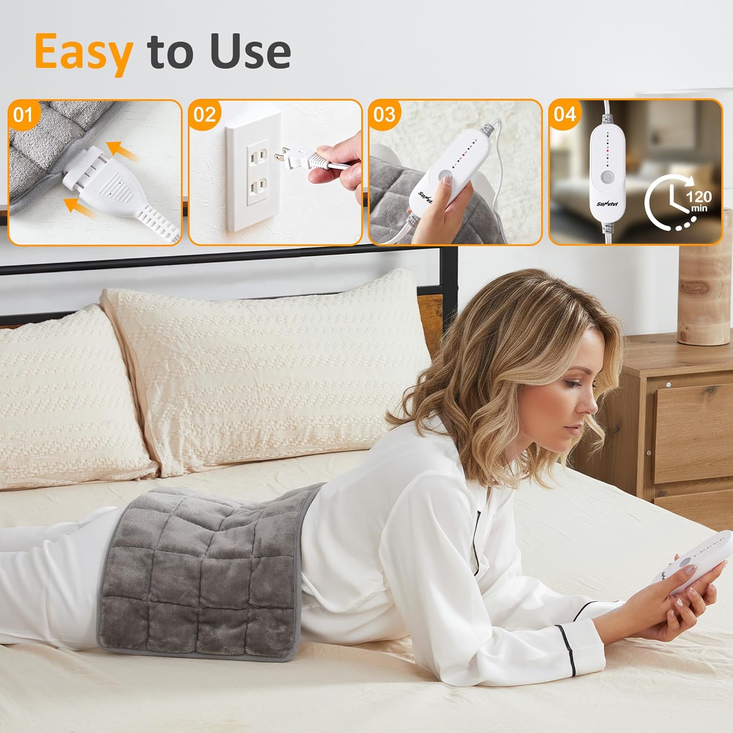 Sunvivi Soothing Pressure Heating Pad - Plush Electric Heating Pad