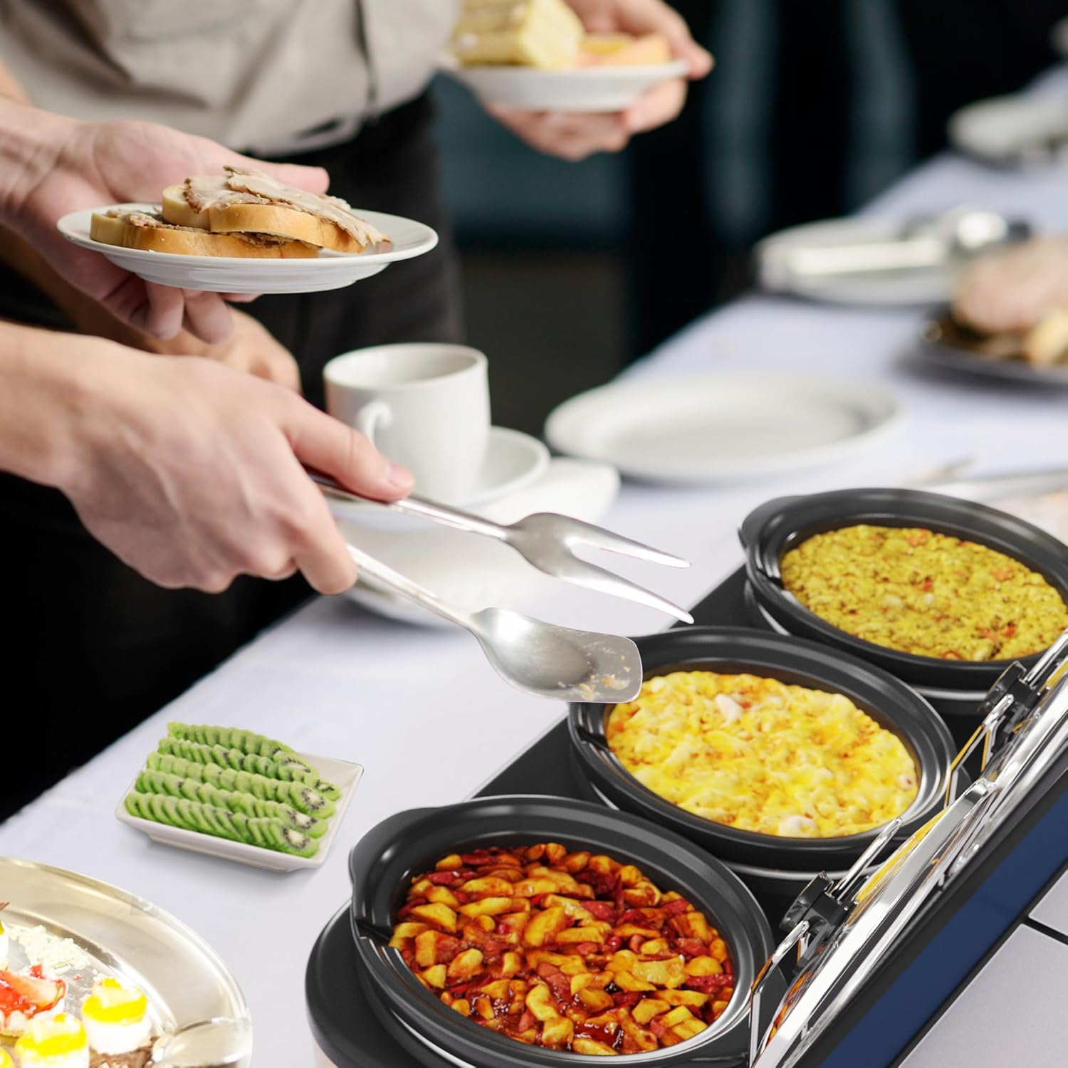 Sunvivi Triple Slow Cooker Buffet Servers and Warmer, 3*2.5 Quarts