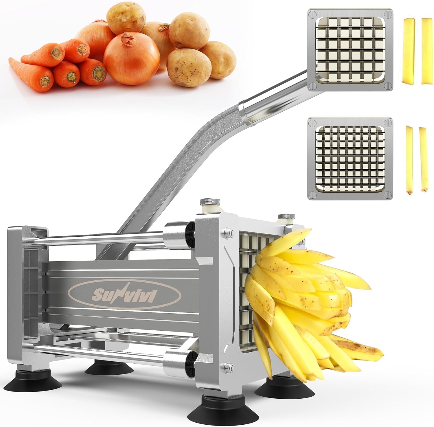 Sunvivi French Fry Cutter Stainless Steel Potato Slicer