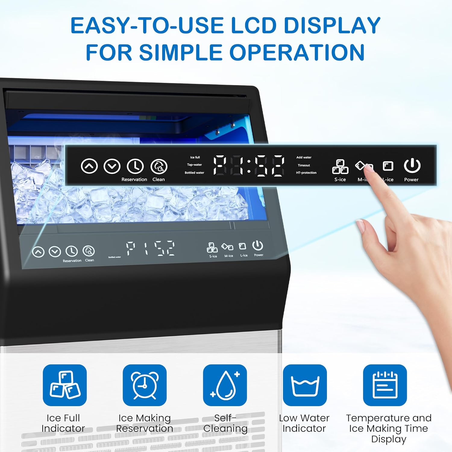 Sunvivi Commercial Cube Ice Maker ¨C 88-110 lbs/24H, 8-15 Min Fast Ice