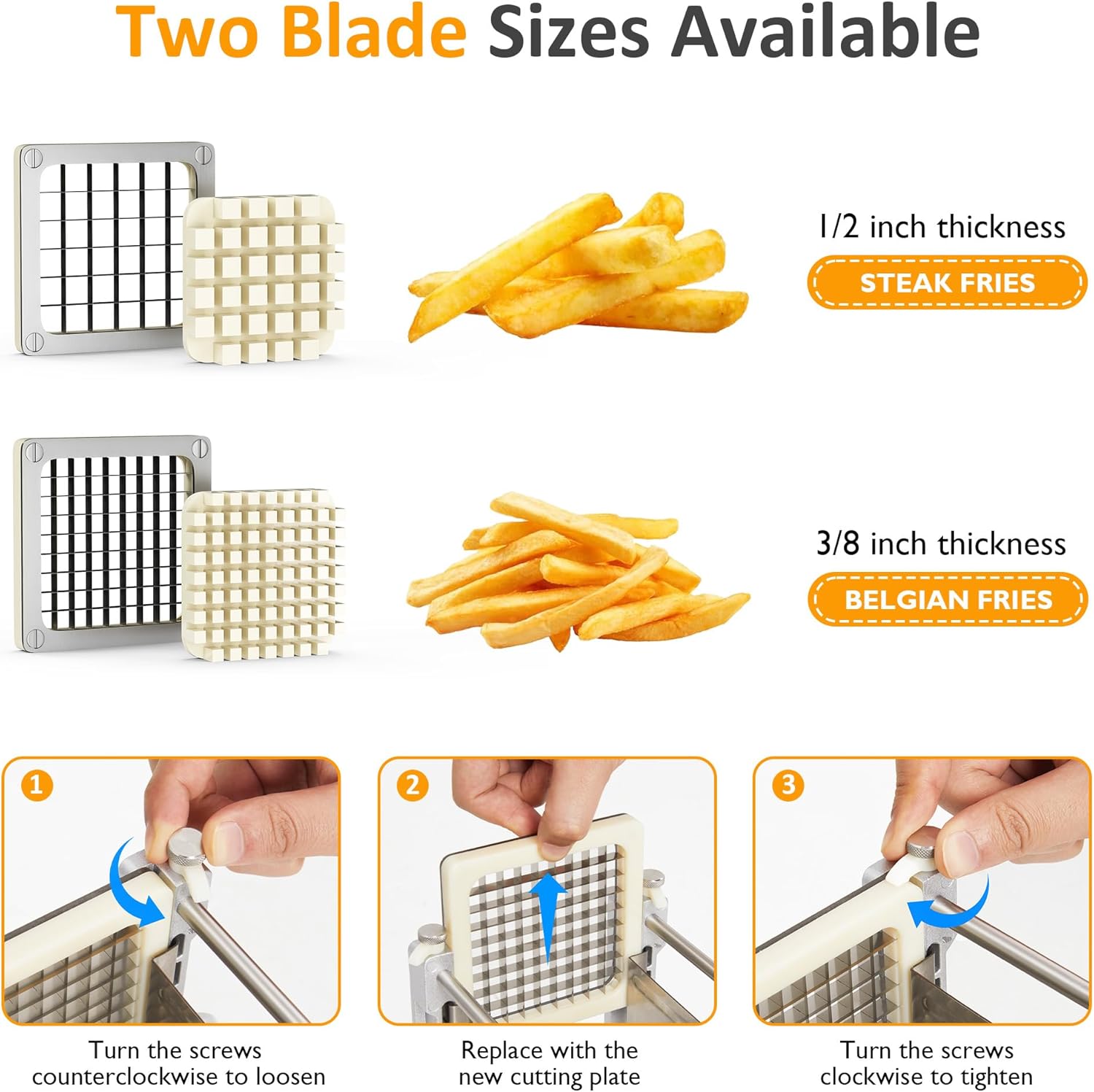 Sunvivi French Fry Cutter Stainless Steel Potato Slicer
