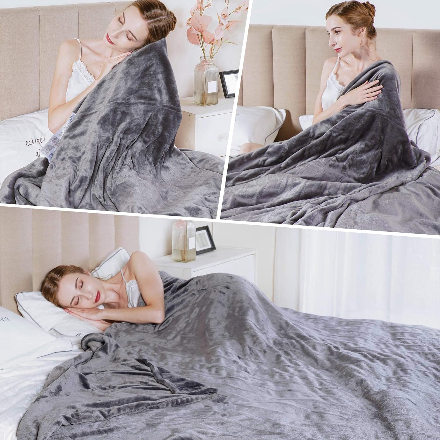 SUNVIVI Heated Electric Blanket Queen Size Dual Control