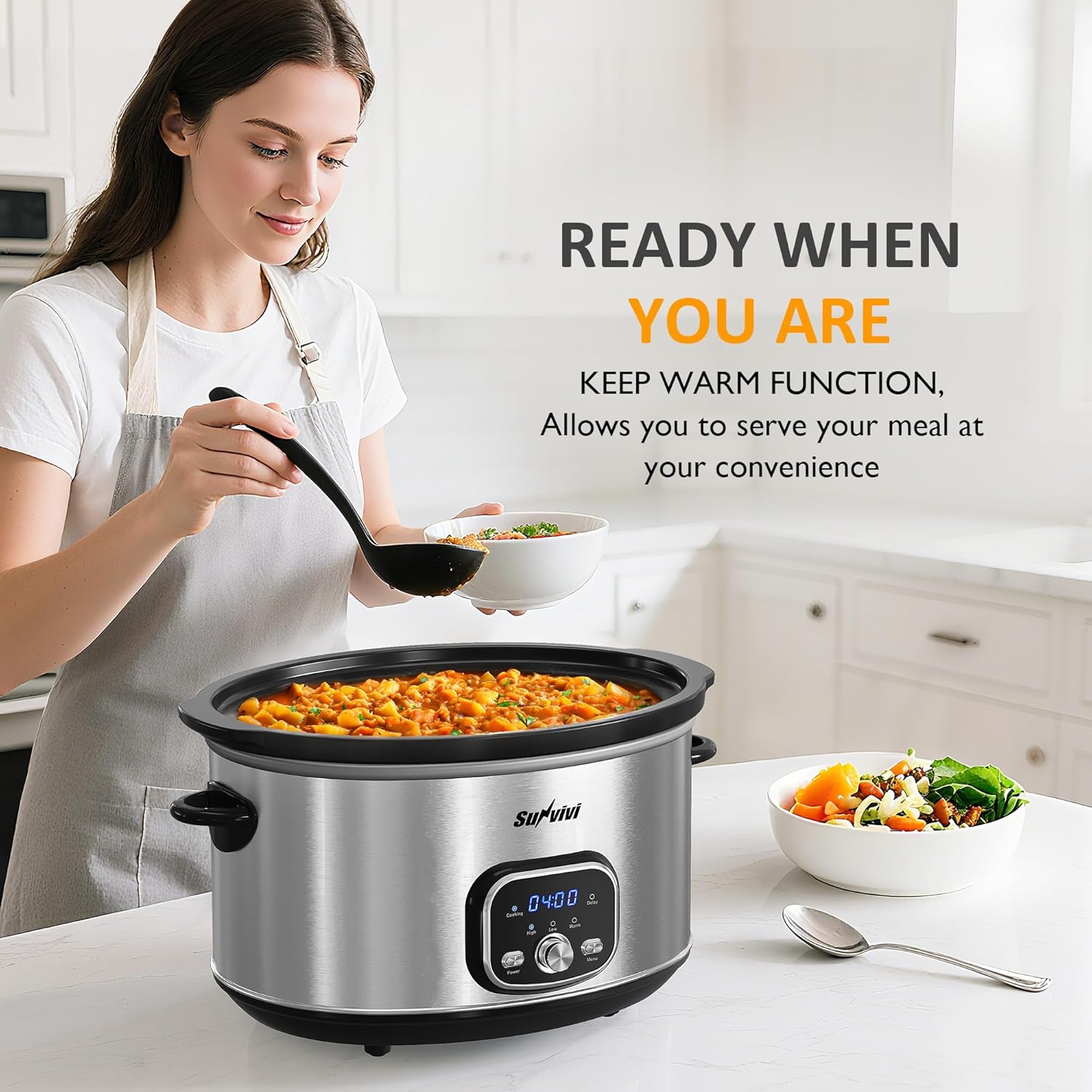 Sunvivi 8.5 Quart Programmable Slow Cooker