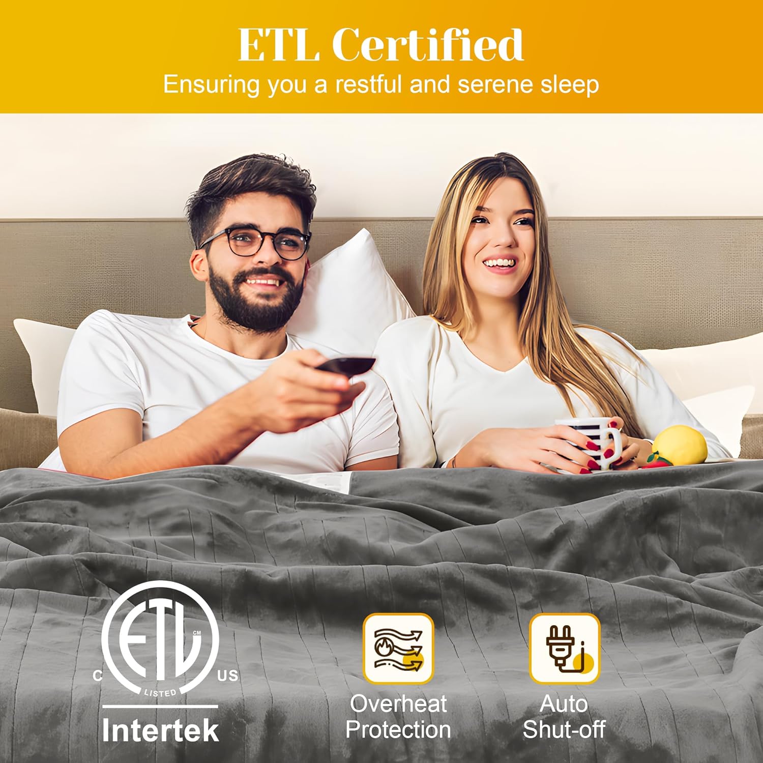 SUNVIVI Heated Blanket King Size, Heating Electric Throw Blanket Dual Control