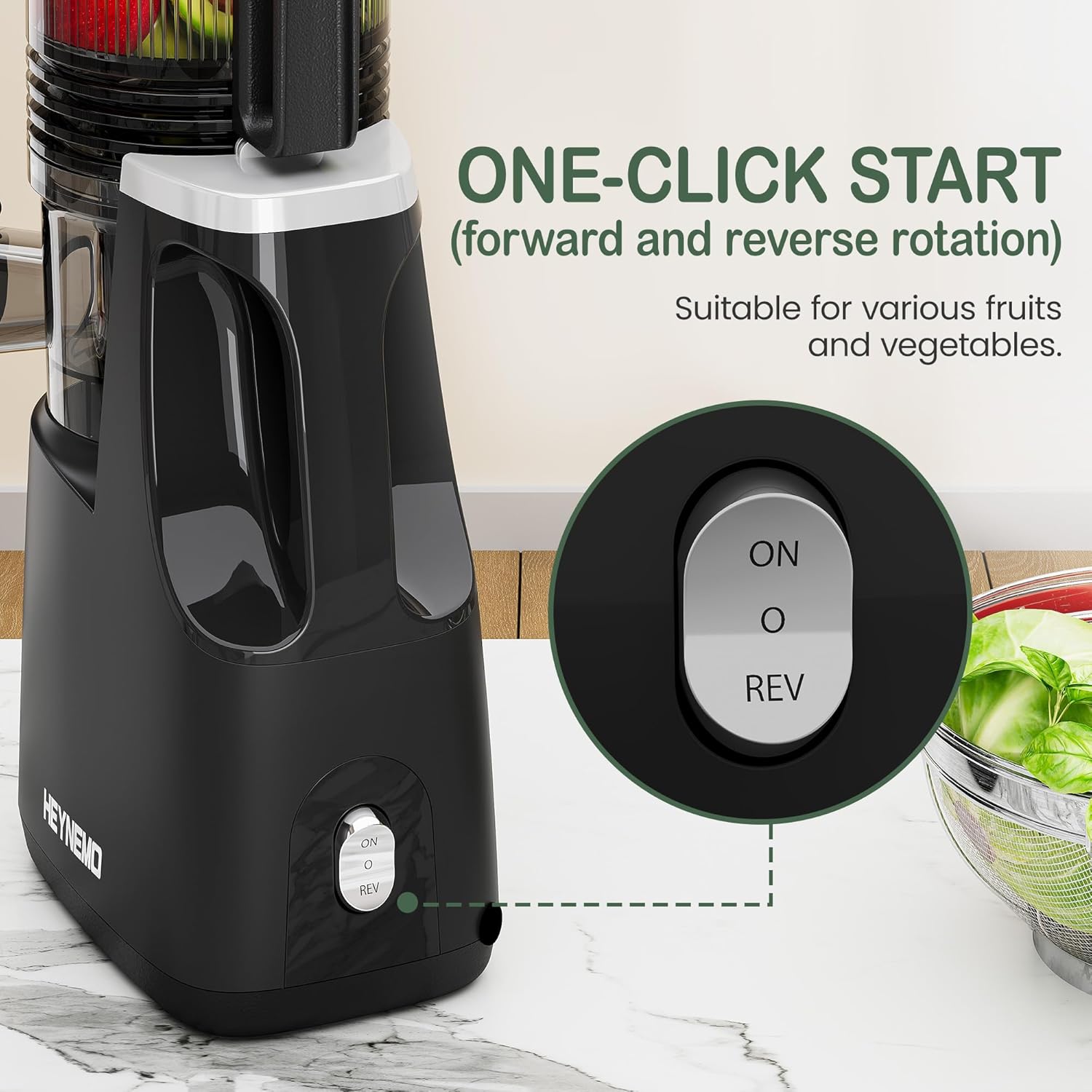Sunvivi Juicer Machines, 5.9" Wide Feed Chute Cold Press Juicer for Whole Vegetable & Fruit