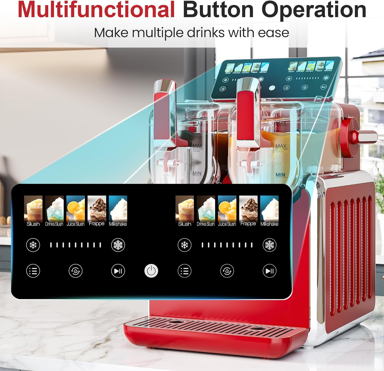 Sunvivi Slushie Machine for Home: 68oz Single-Tank Frozen Drink Maker