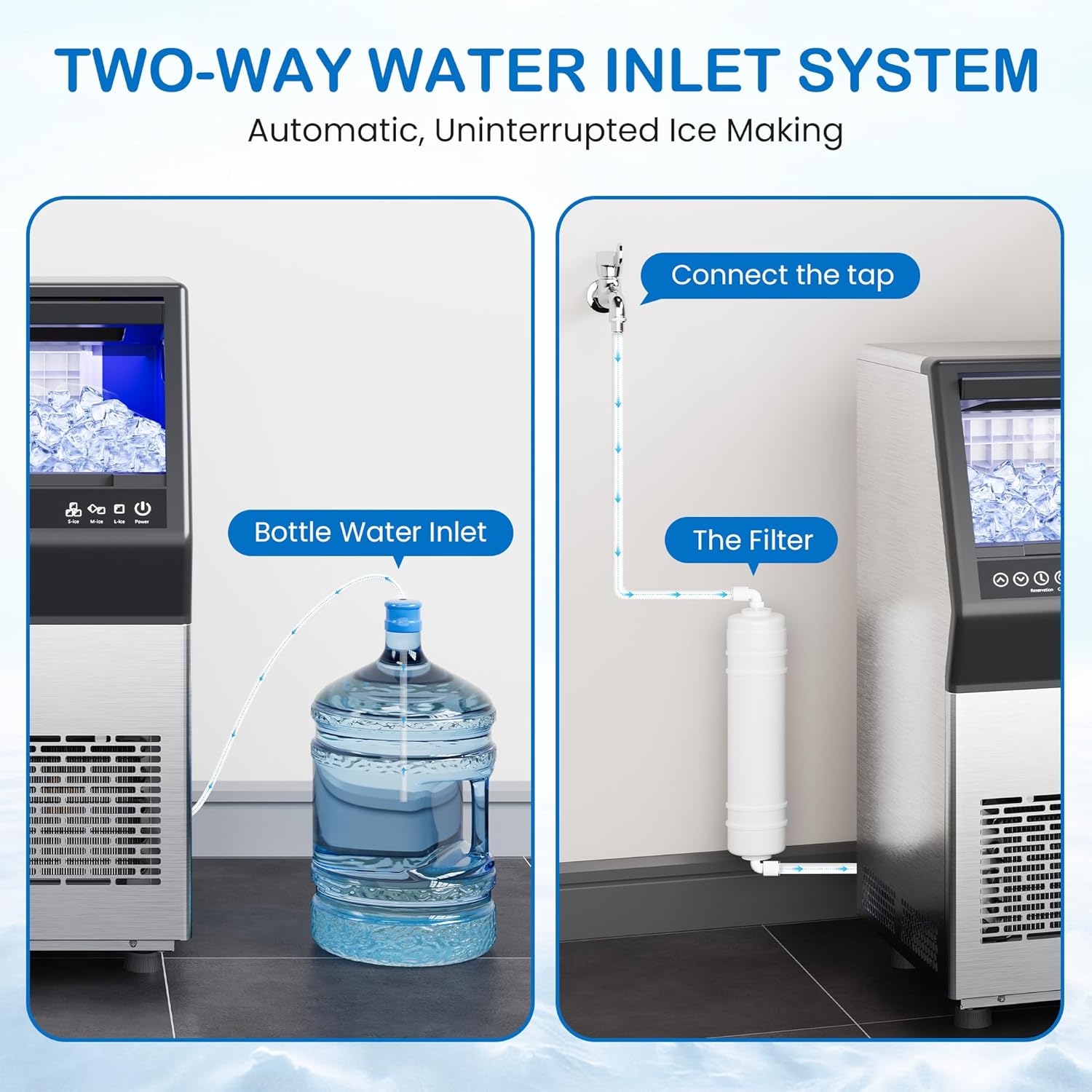 Sunvivi Commercial Cube Ice Maker ¨C 88-110 lbs/24H, 8-15 Min Fast Ice