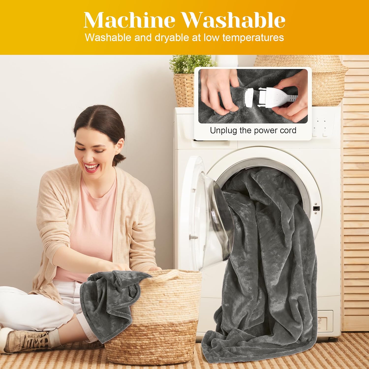 SUNVIVI Heated Blanket King Size, Heating Electric Throw Blanket Dual Control