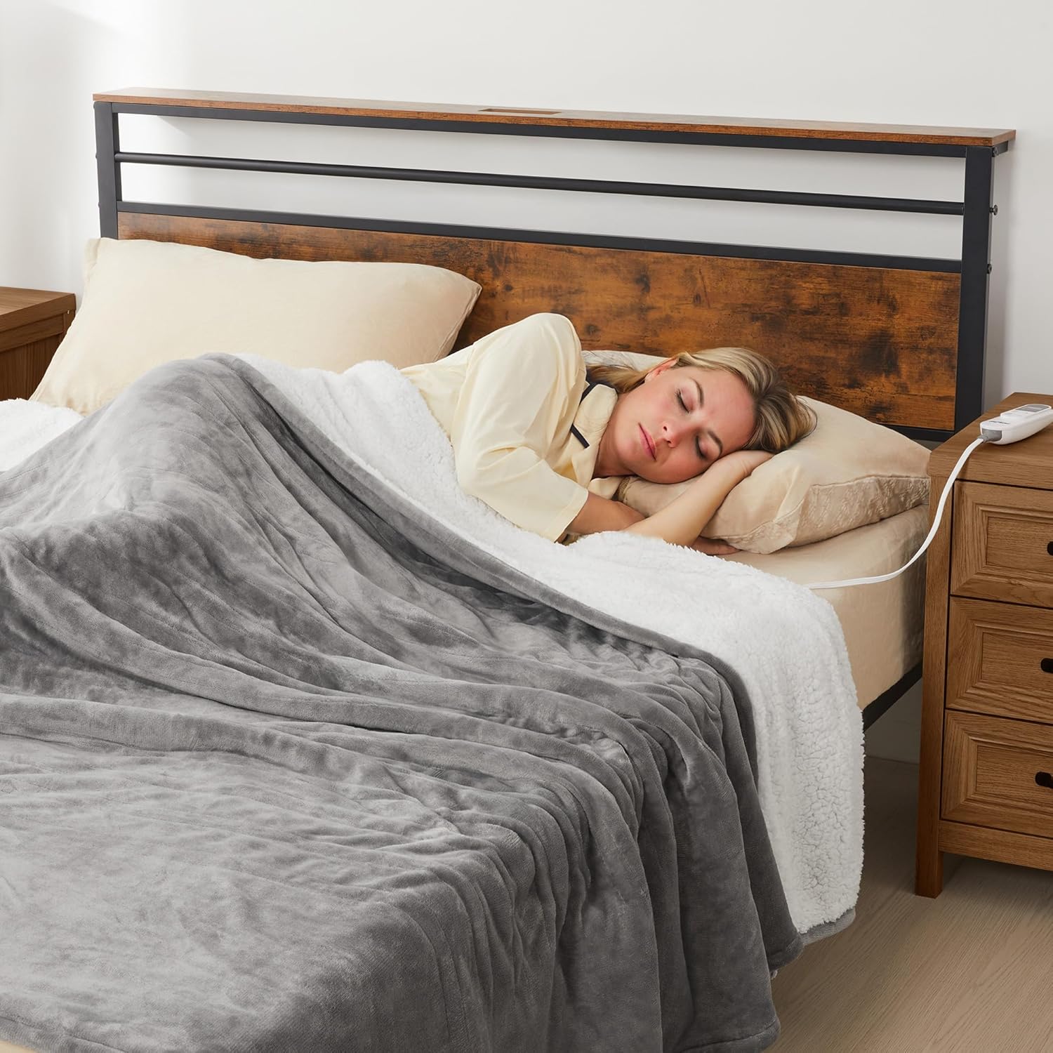 SUNVIVI Heated Blanket Queen Size, Electric Throw Dual Control