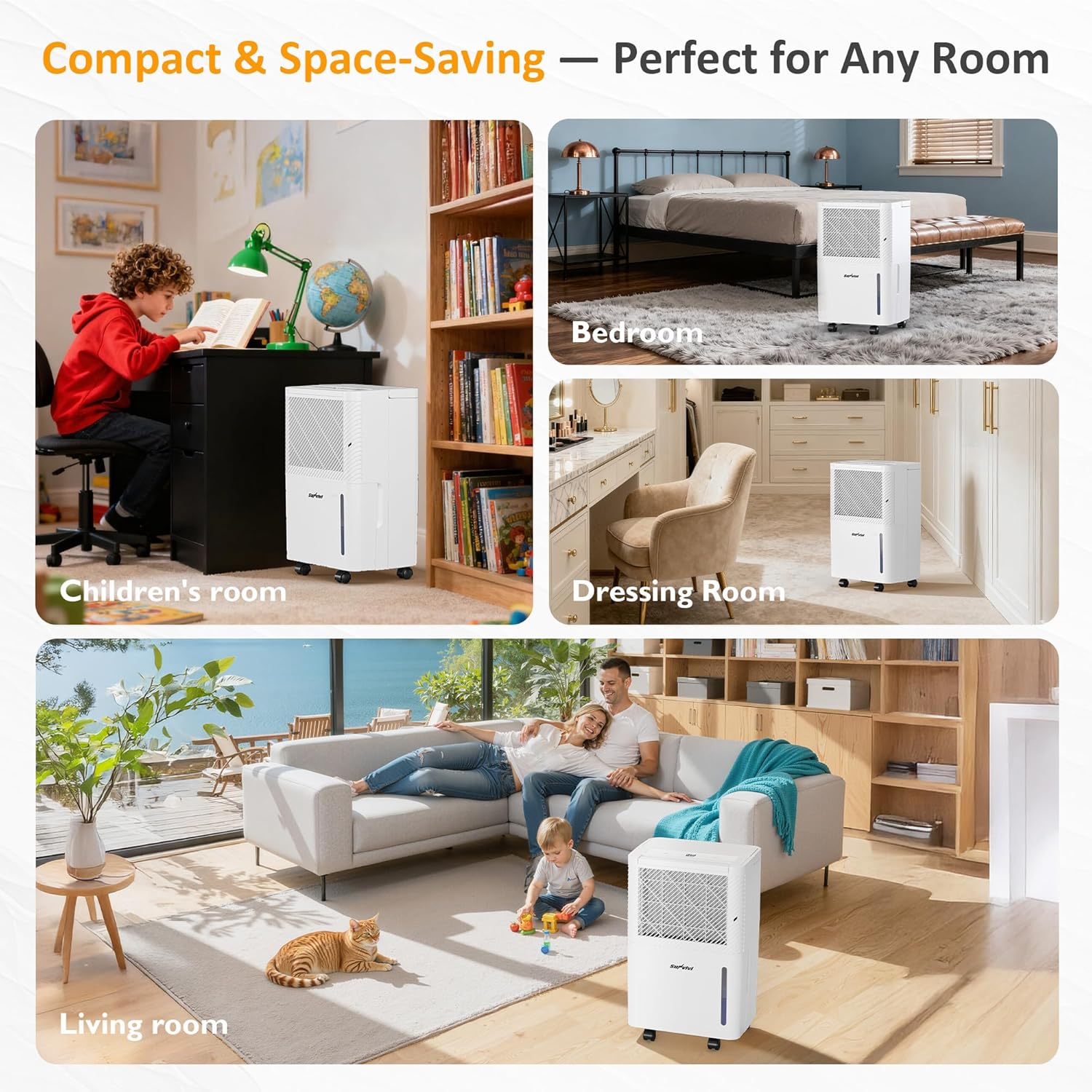 Sunvivi 22 Pints Dehumidifier for Home: 1500 Sq.Ft Dehumidifiers with 71OZ Water Tank