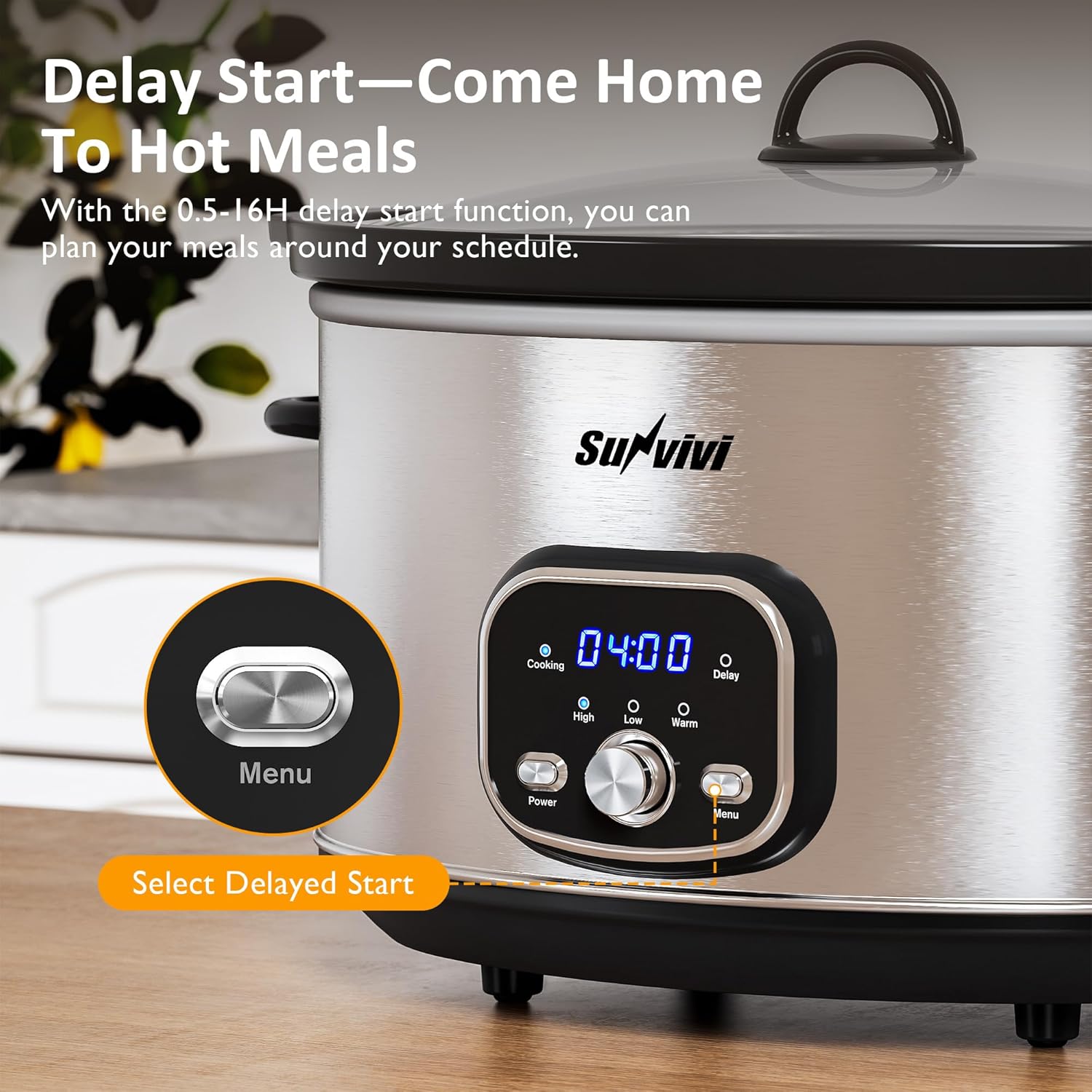 Sunvivi 8.5 Quart Programmable Slow Cooker