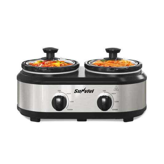 Sunvivi Dual Pot Slow Cooker, 2*1.25 QT