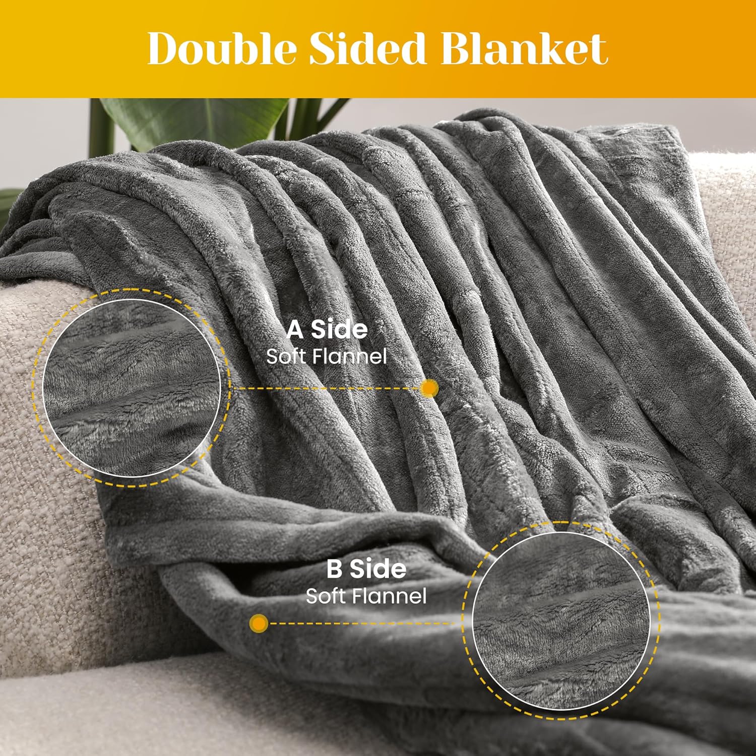 SUNVIVI Heated Blanket King Size, Heating Electric Throw Blanket Dual Control