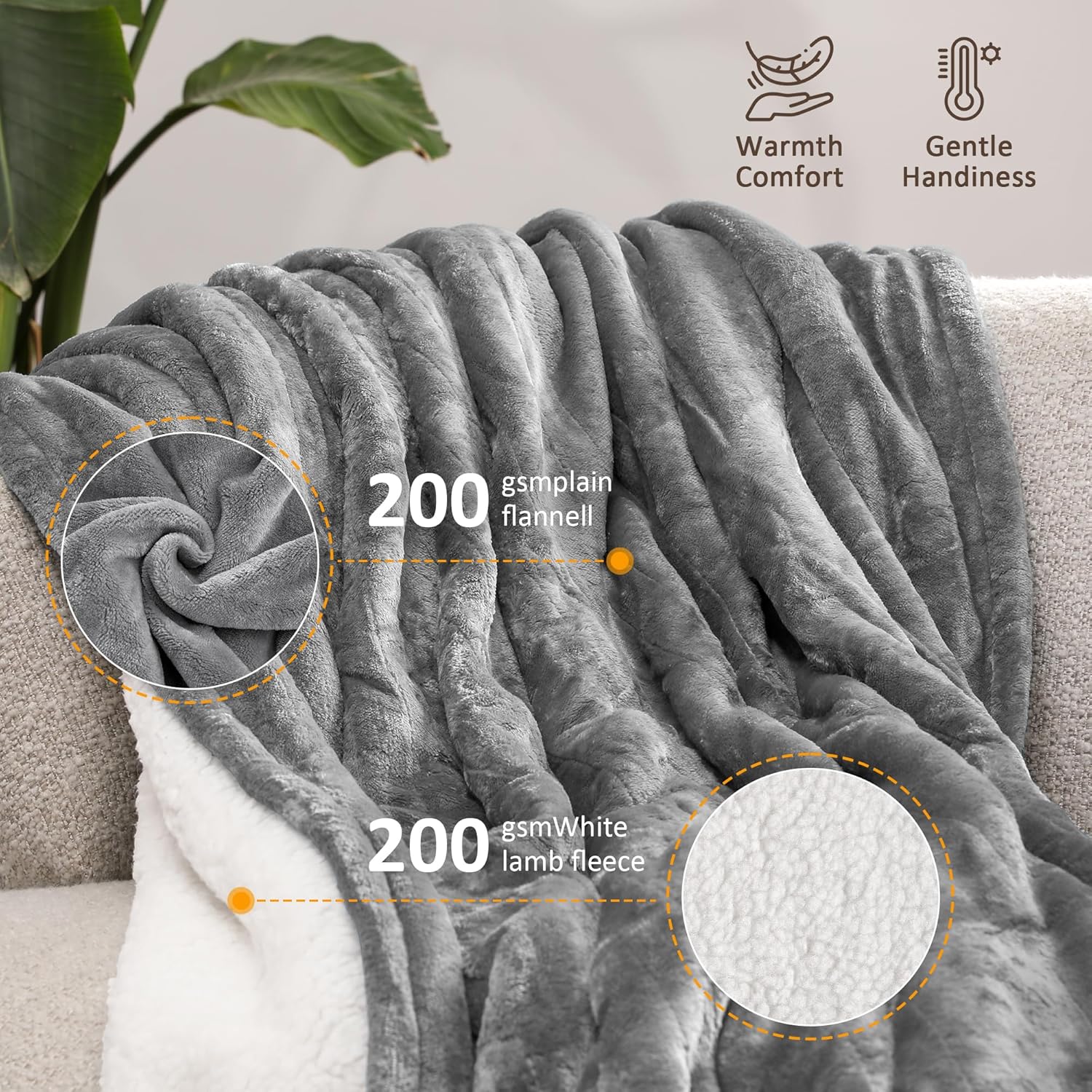 SUNVIVI Heated Blanket Queen Size, Electric Throw Dual Control
