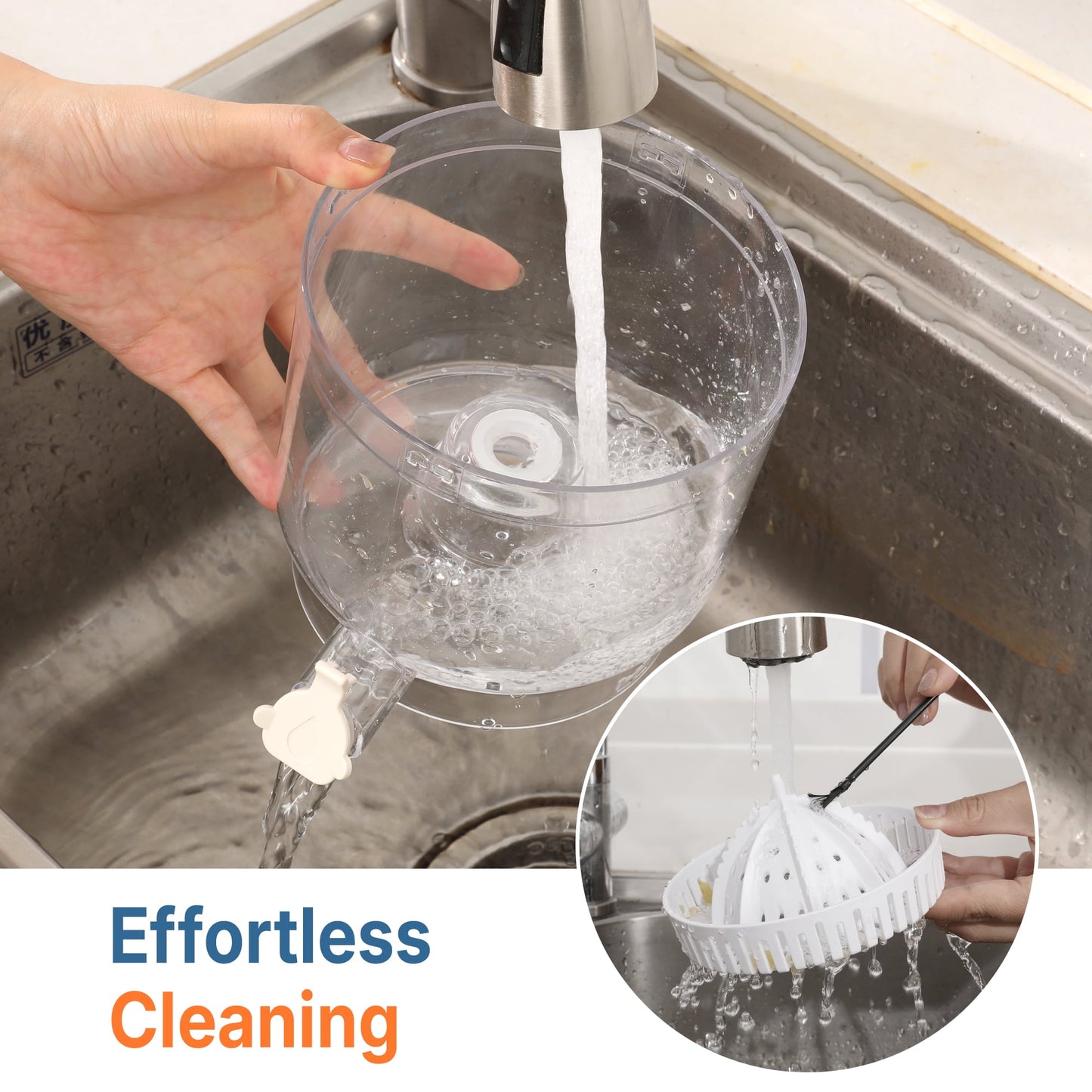 Sunvivi Citrus Juicer Electric, 90W Automatic Orange and Lemon Squeezer, Fast 15,000 RPM Fruit Juicer, Compact Design, Easy to Clean with Cleaning Brush, Beige