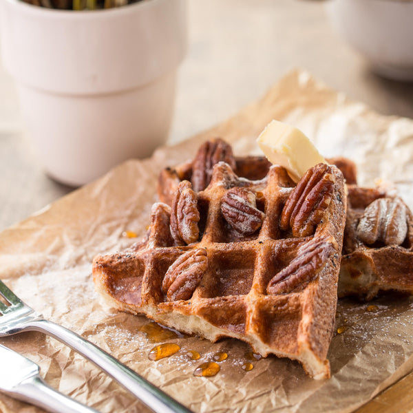 Gingerbread Waffles with Maple-Pecan Butter