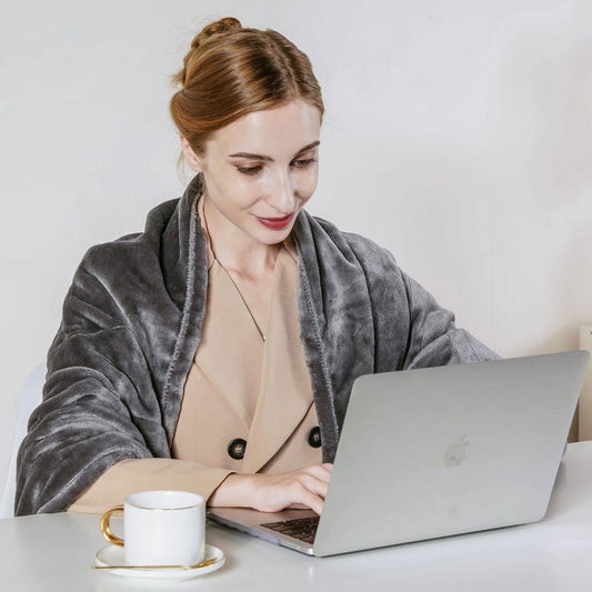 Royalcraft 50" x 60" Electric Blankets Heated Throw Soft Flannel Heating Blanket with 4 Hours Auto Off, ETL Certified, Grey