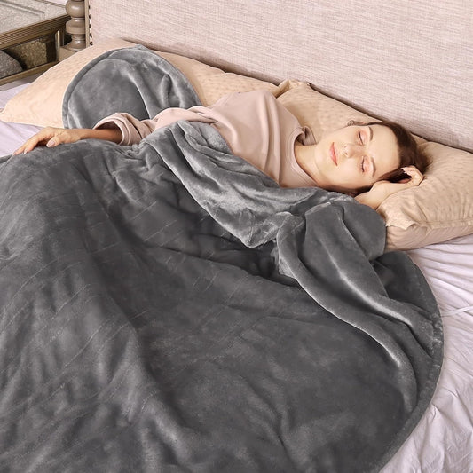 Royalcraft Electric Heated Blanket, 84" x 62" Twin Size Electric Blanket with 10 Heating Levels and 12 Hours Auto-Off, Soft Flannel Blanket with ETL & FCC Certification, Grey