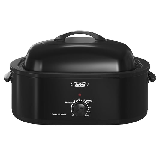 SUNVIVI 18 Quart Turkey Electric Roaster Oven with Self-Basting Lid, Stainless Steel, Black