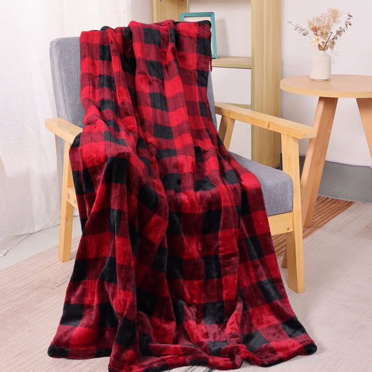SUNVIVI 50" x 60" Electric Blankets Heated Throw Soft Flannel Heating Blanket with 4 Hours Auto Off, 5 Years Warranty, ETL Certified, Machine Washable, Red & Black