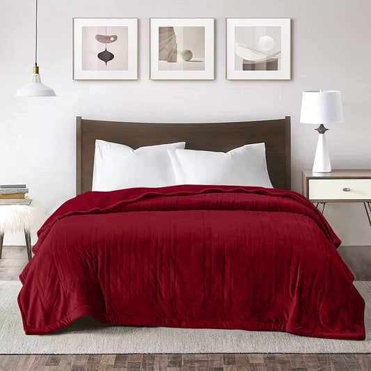 SUNVIVI Electric Blanket King Size with Dual Controllers,10 Heating Levels& 12 hours Auto-off,Overheat Protection,Red