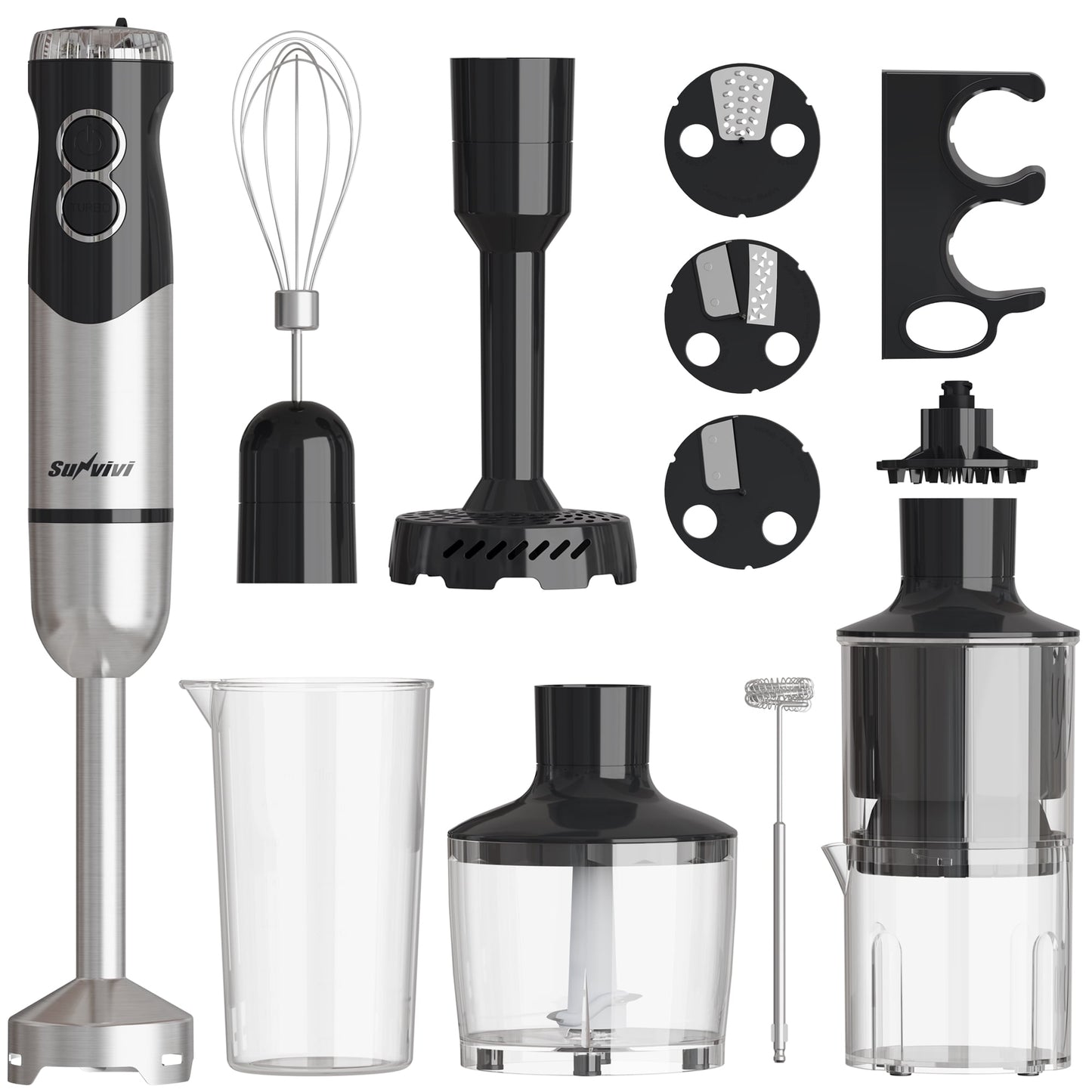 Sunvivi 1000W Hand Blender: 12 Speeds, 10 Attachments for Smoothies, Soups & More ¨C Effortless Blending in Seconds!