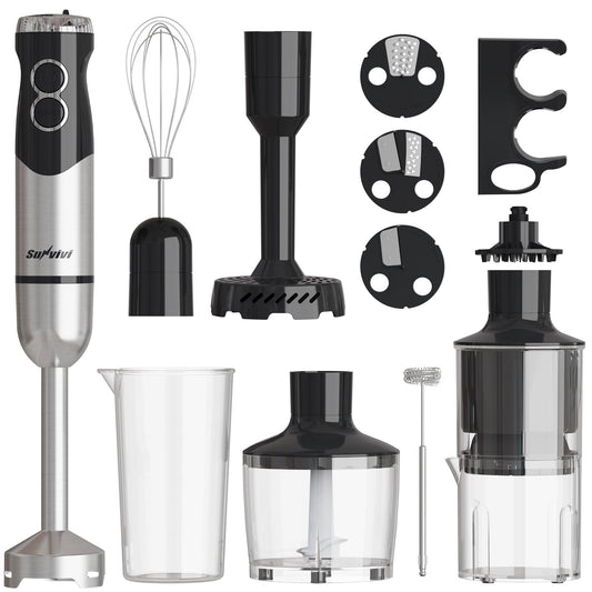 Sunvivi 1000W Hand Blender: 12 Speeds, 10 Attachments for Smoothies, Soups & More ¨C Effortless Blending in Seconds!
