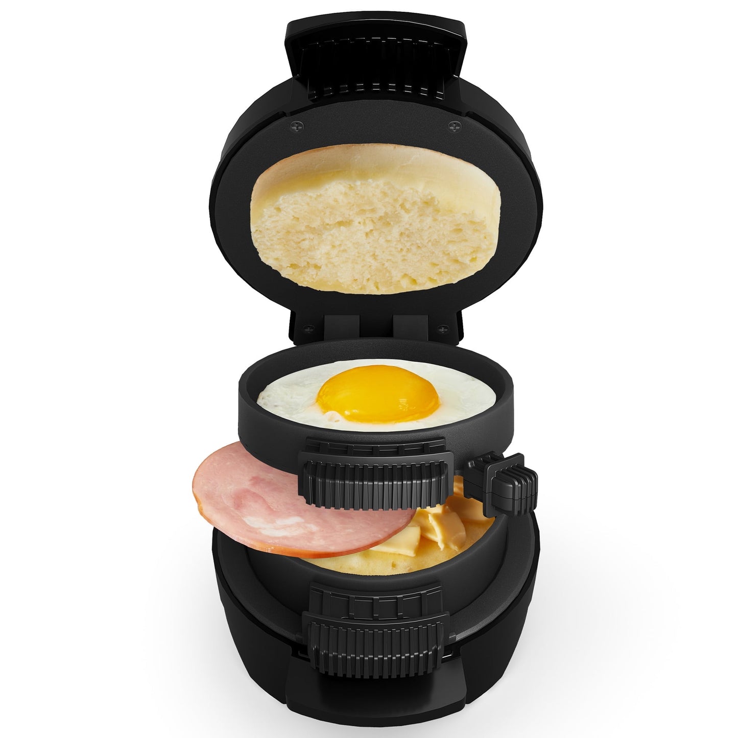 Sunvivi Breakfast Sandwich Maker with Egg Cooker Ring and Non-Stick Baking Plate, for Stuffed Burgers, Sliders, English Muffins, Mini Waffles