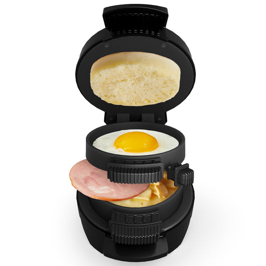 Sunvivi Breakfast Sandwich Maker with Egg Cooker Ring and Non-Stick Baking Plate, for Stuffed Burgers, Sliders, English Muffins, Mini Waffles