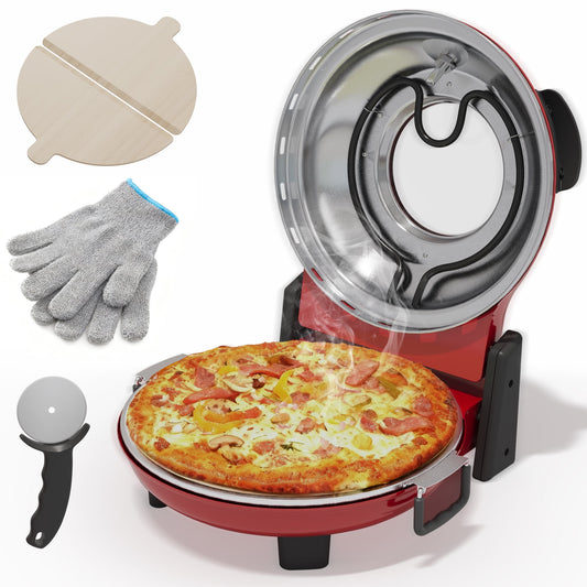 Sunvivi Indoor Electric Pizza Oven, 12" Countertop Pizza Maker with Stone, Peel, Viewing Window & Temp Control up to 770¨H