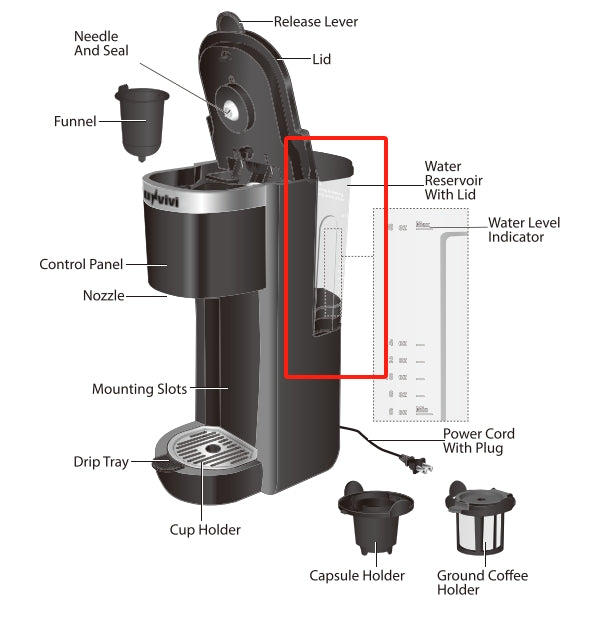 Sunvivi Coffee Maker Accessory: Water Reservoir With Lid