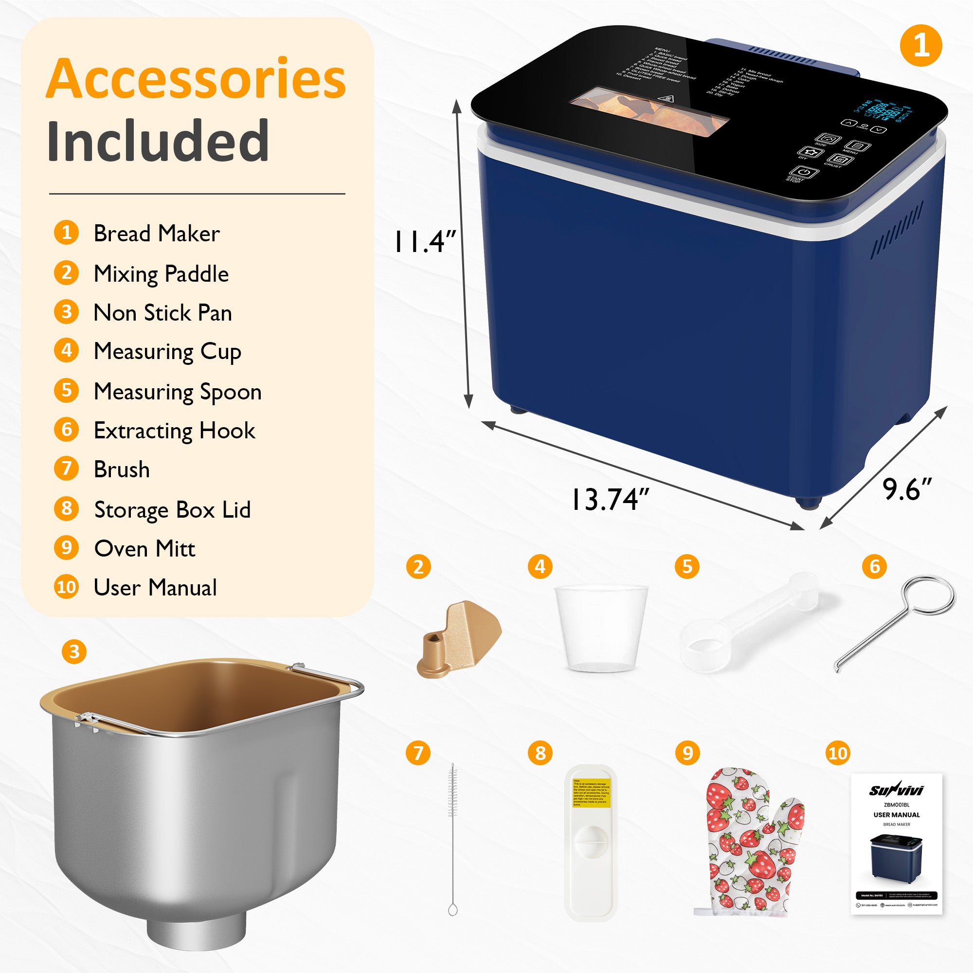 Sunvivi 20-in-1 Programmable Bread Maker