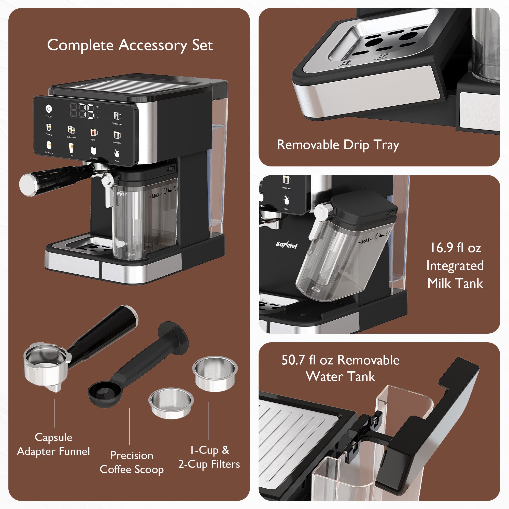Espresso Machine & Iced Coffee Maker with Cold Brew, Self-Clean