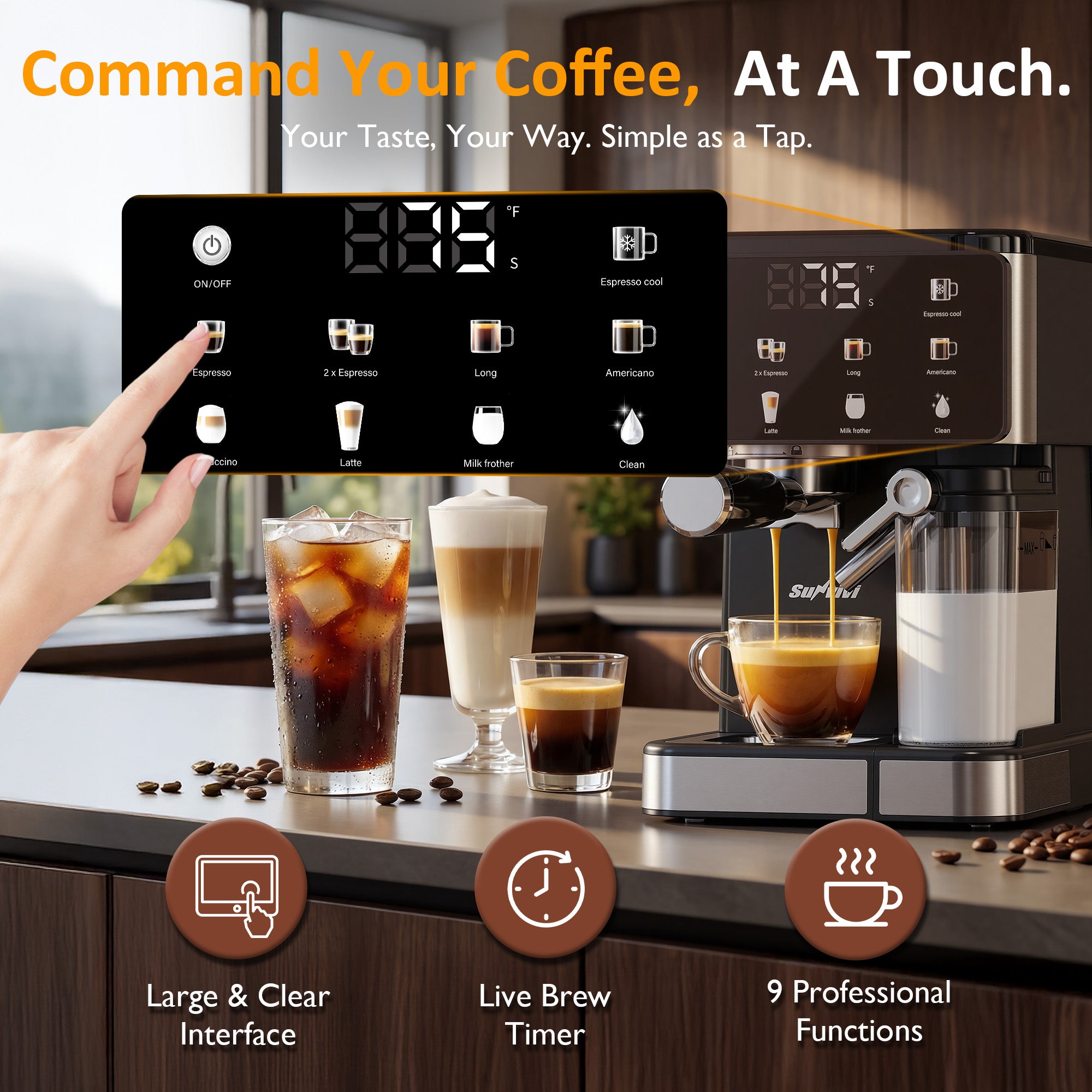 Espresso Machine & Iced Coffee Maker with Cold Brew, Self-Clean
