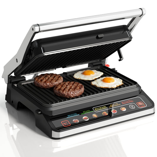 SUNVIVI 3-in-1 Electric Grill Indoor with Preset Menu, 1600W