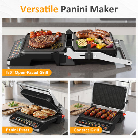 Sunvivi 3-in-1 Electric Grill Indoor with Preset Menu, 1600W