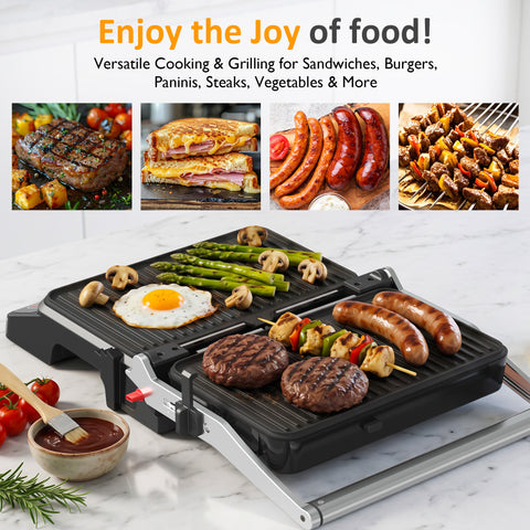 Sunvivi 3-in-1 Electric Grill Indoor with Preset Menu, 1600W