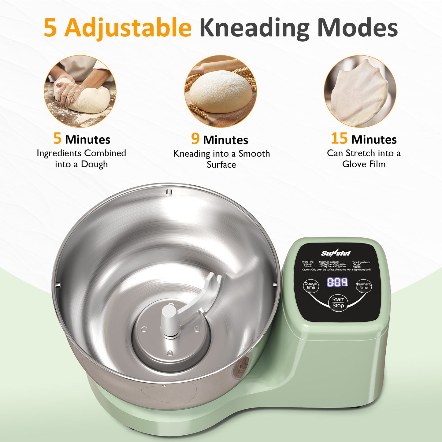 5.3QT Electric Dough Maker with Ferment Function