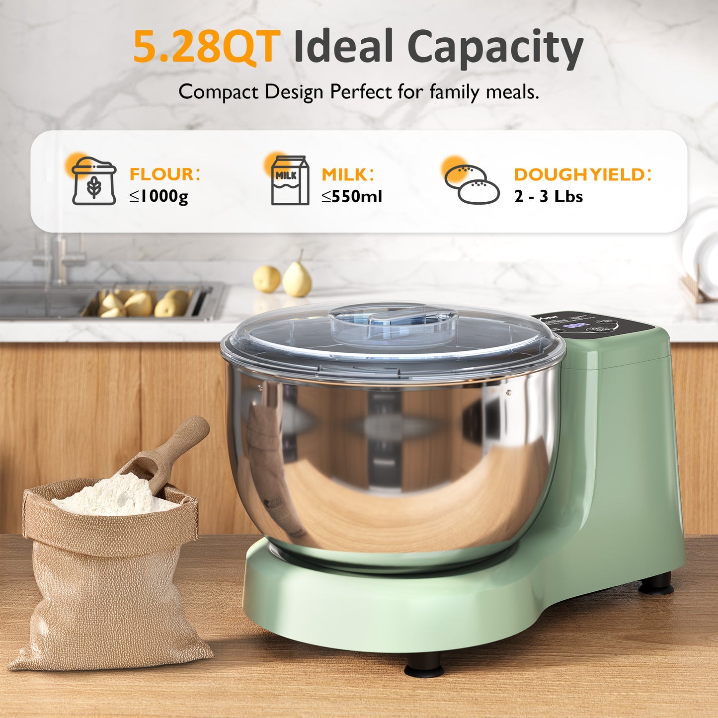 5.3QT Electric Dough Maker with Ferment Function