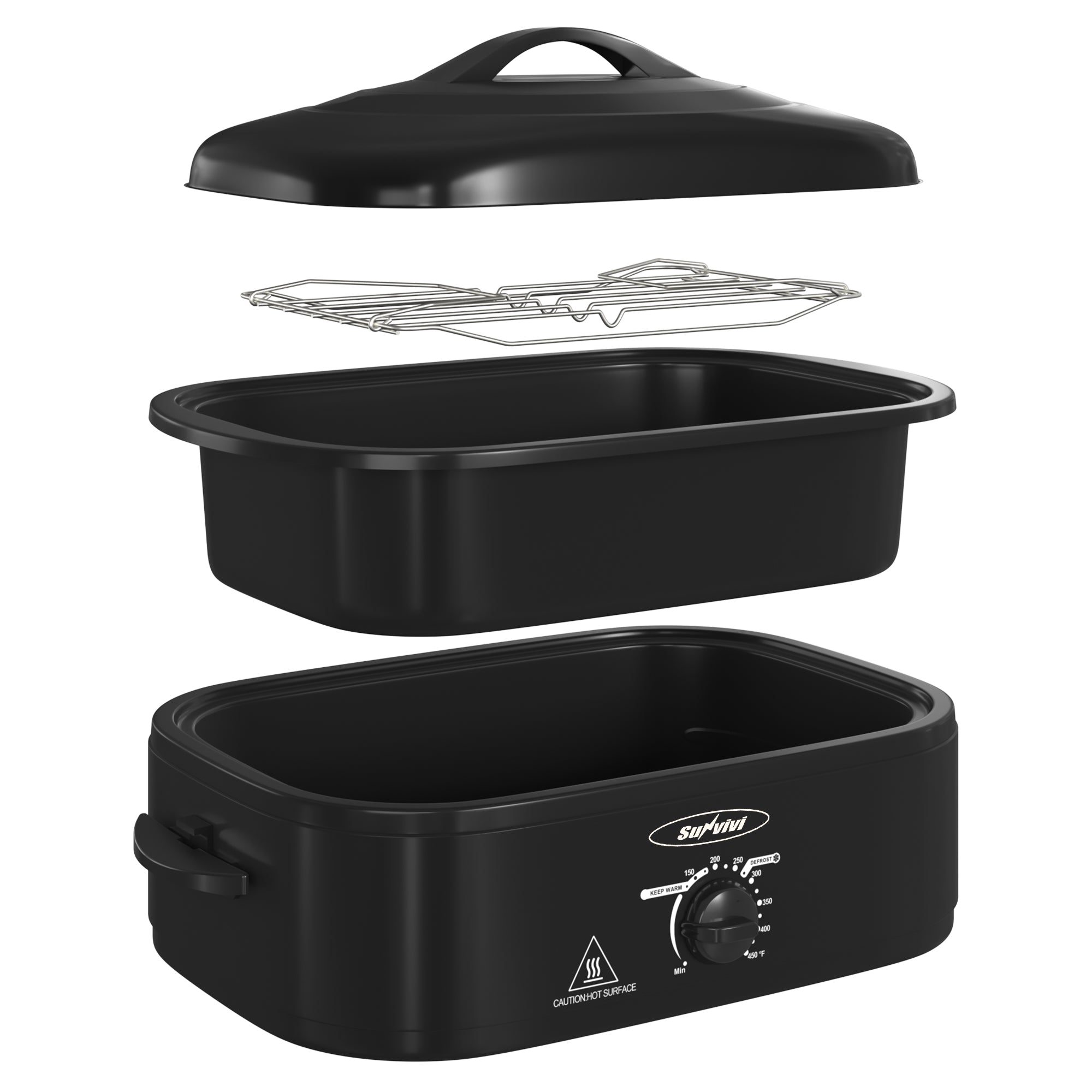 Sunvivi 14 Quart Electric Roaster with Self-Basting Lid