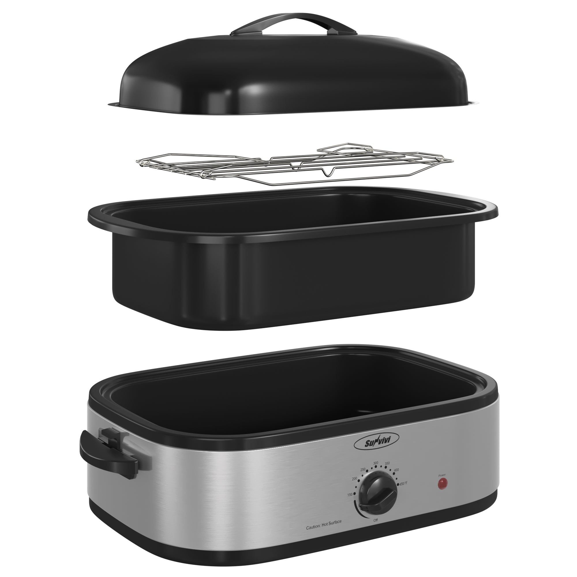Sunvivi 14 Quart Electric Roaster with Self-Basting Lid